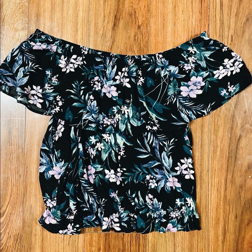 Floral American Eagle Off-the-Shoulder Top